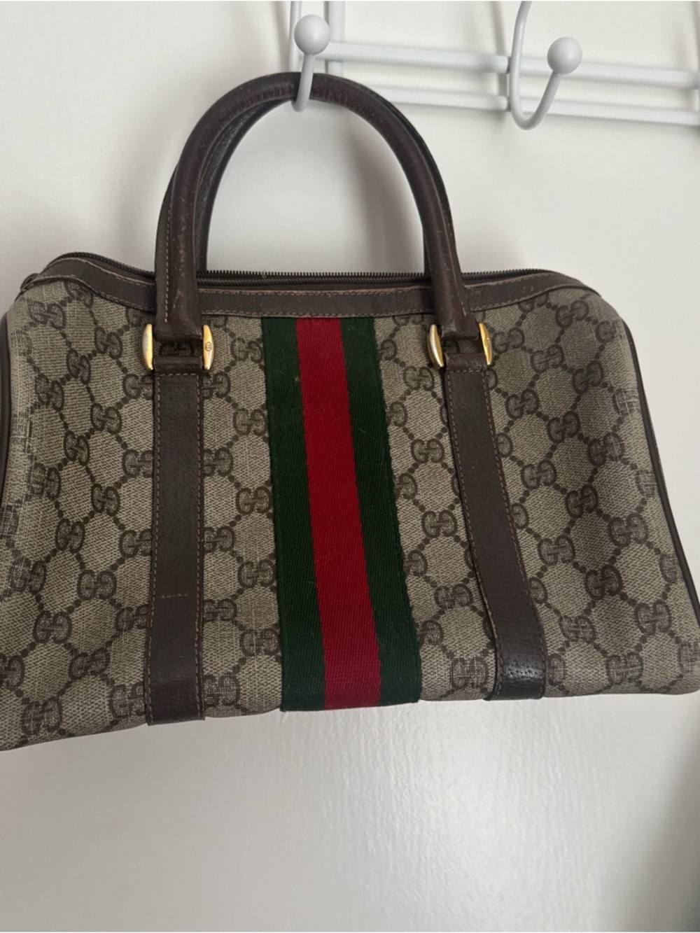 Gucci Brown GG Canvas Duffel with Green and Red Web Stripe - Picture 2 of 2